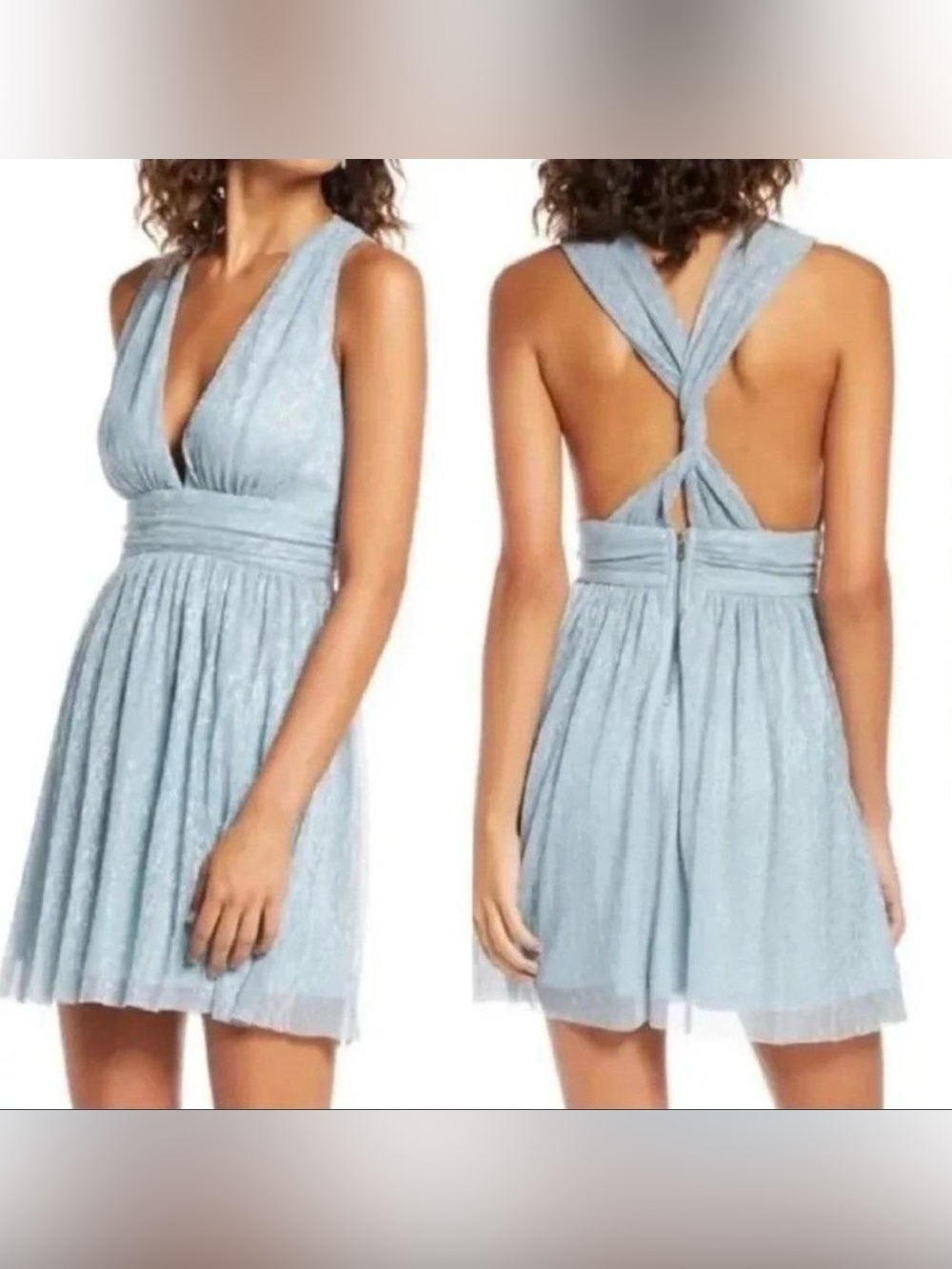 Lulus NWT Blue Green Shimmer A-Line Mini Dress Homecoming